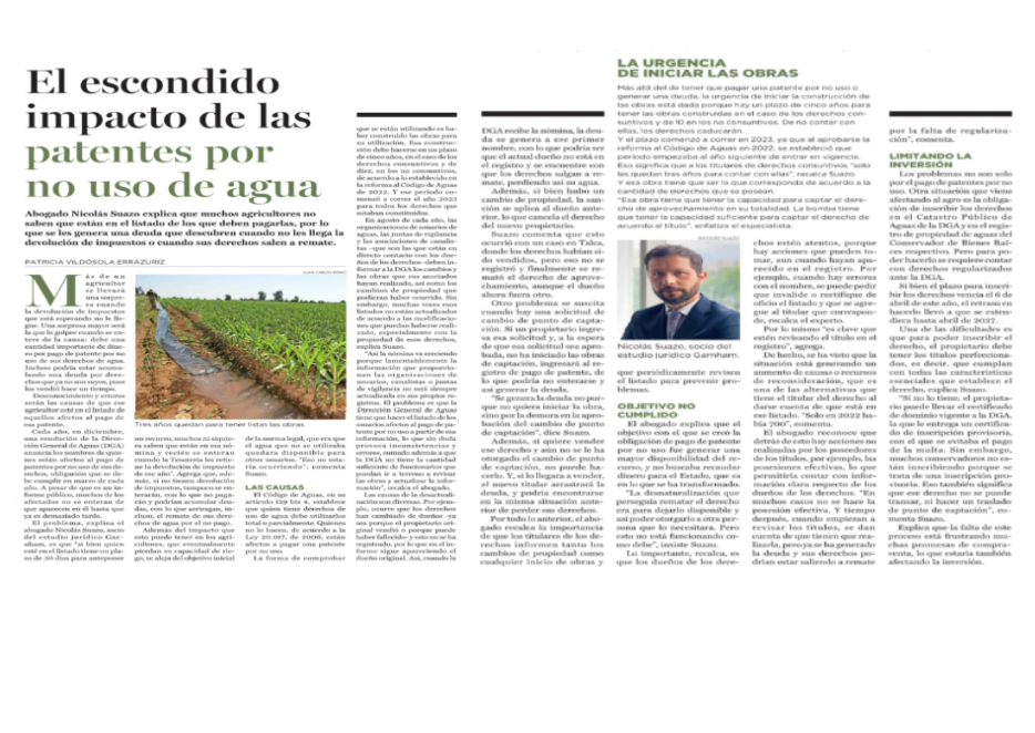 El escondido impacto de las patentes por no uso de agua